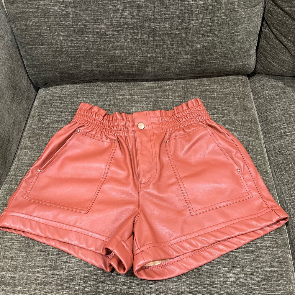 Forever 21 feaux leather shorts in camel
